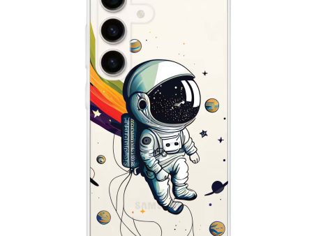 Astronaut in rainbow Samsung Galaxy Ultra Clear Case For Sale