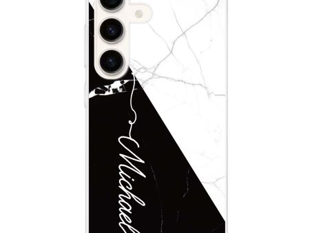 White And Black Marble Samsung Galaxy Ultra Clear Case For Sale