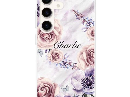 White Marble & Flower Samsung Galaxy Ultra Clear Case Supply