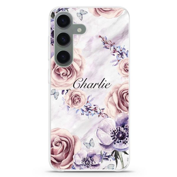 White Marble & Flower Samsung Galaxy Ultra Clear Case Supply