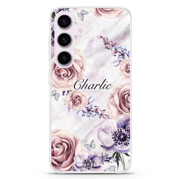 White Marble & Flower Samsung Galaxy Ultra Clear Case Supply