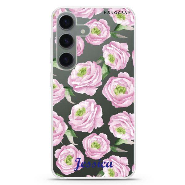 Watercolor pink floral Samsung Galaxy Ultra Clear Case Fashion