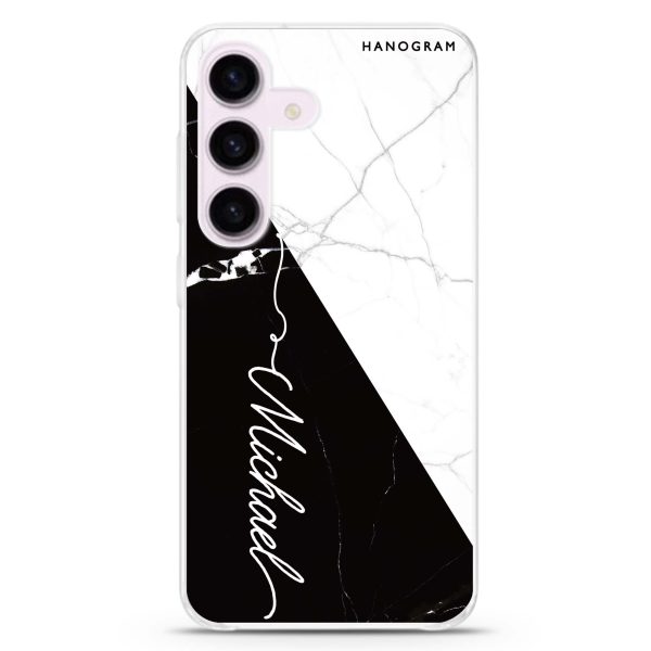 White And Black Marble Samsung Galaxy Ultra Clear Case For Sale