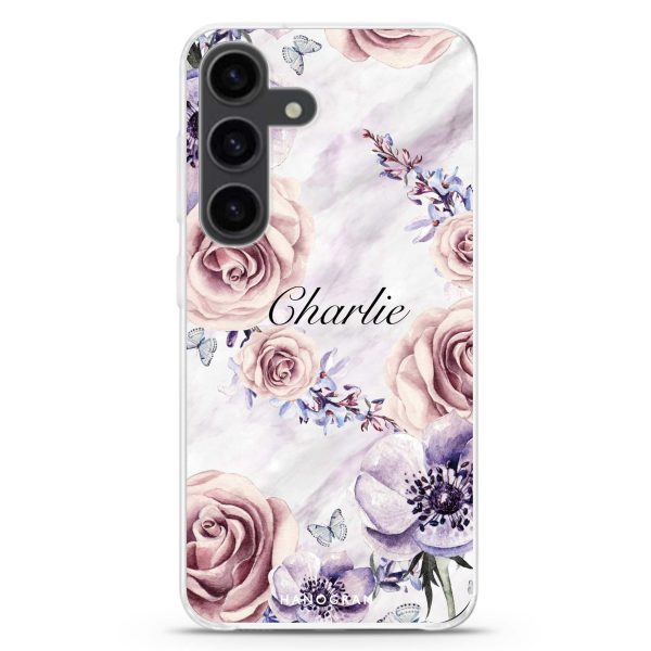 White Marble & Flower Samsung Galaxy Ultra Clear Case Supply