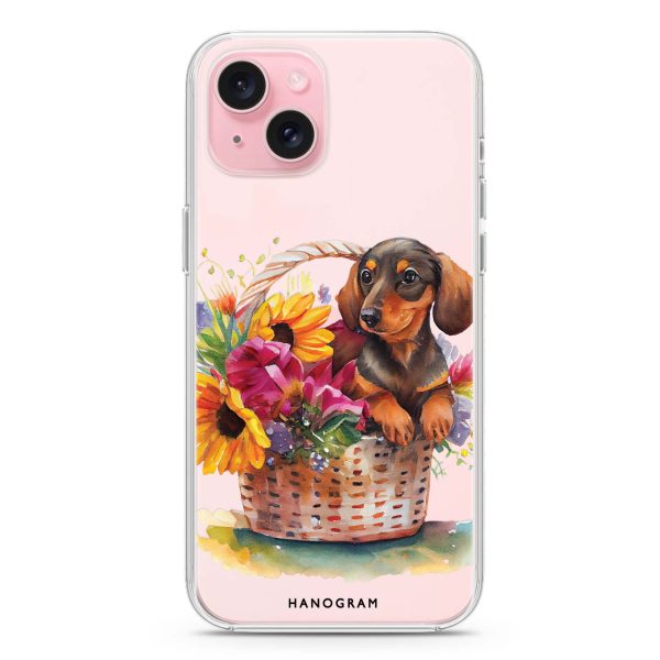 Floral & Dog iPhone 15 Plus Ultra Clear Case For Sale