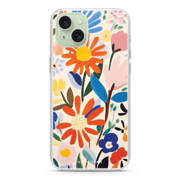 Bloom Brushwork iPhone 15 Plus MagSafe Compatible Ultra Clear Case For Sale