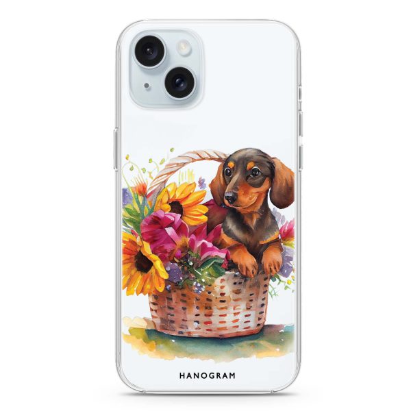 Floral & Dog iPhone 15 Plus Ultra Clear Case For Sale