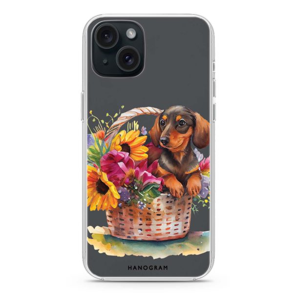 Floral & Dog iPhone 15 Plus Ultra Clear Case For Sale